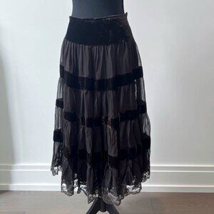 Beautiful Bohemian Velour Panel Skirt